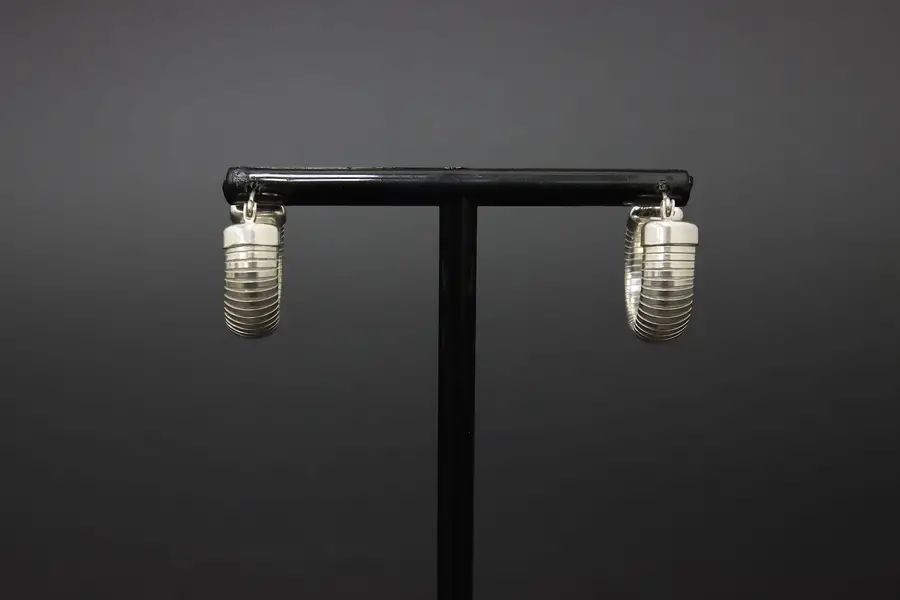 Photo of Sterling Silver Ribbed Hoop Earrings