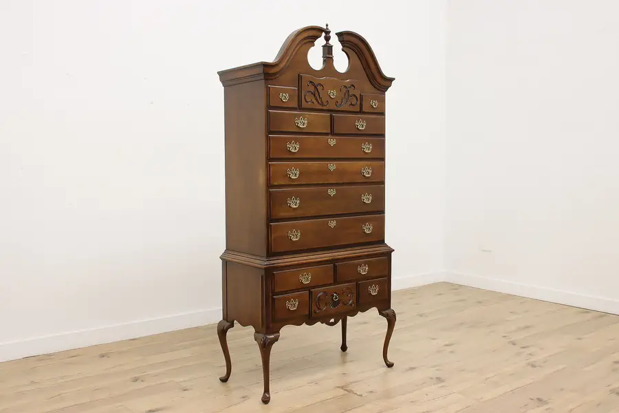 Photo of Georgian Vintage Cherry Highboy or Tall Dresser Thomasville
