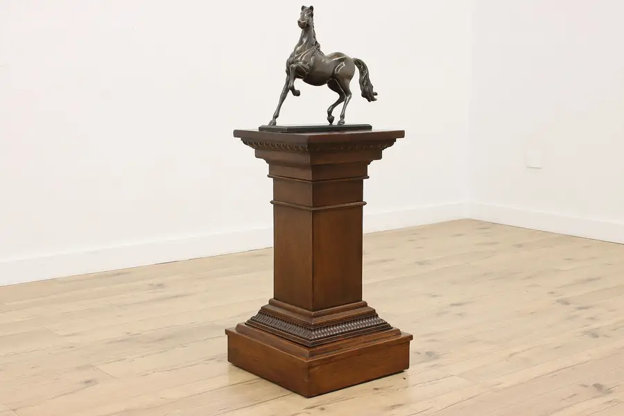 Photo of Victorian Antique Carved Oak Plant or Sculpture Pedestal