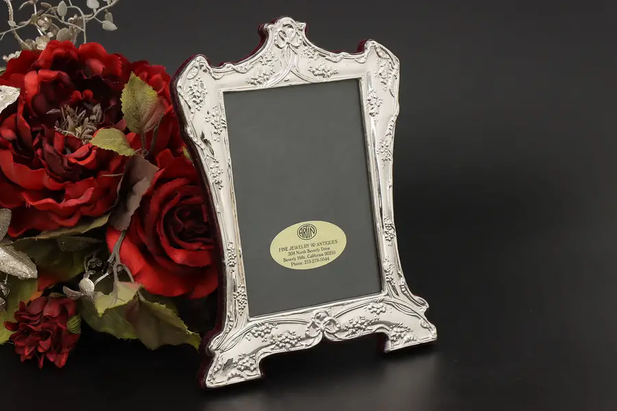 Photo of Sterling Silver Vintage Picture Frame, Flowers, Artin