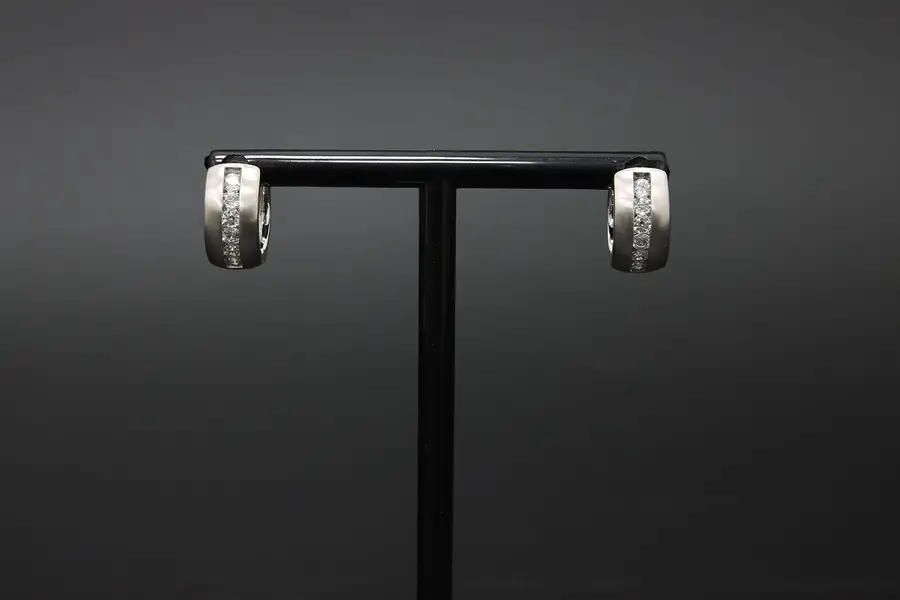 Photo of Sterling Silver & Cubic Zirconia Huggie Hoop Earrings