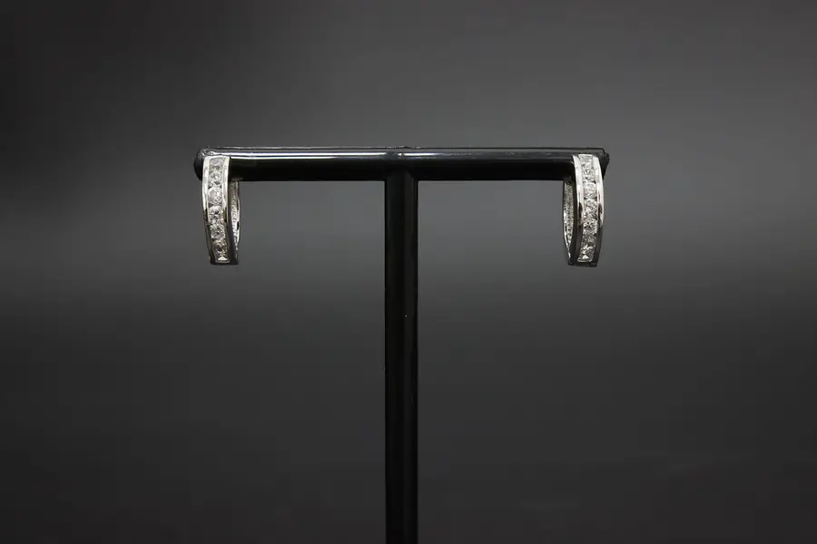 Photo of Sterling Silver Cubic Zirconia Channel Set Hoop Earrings