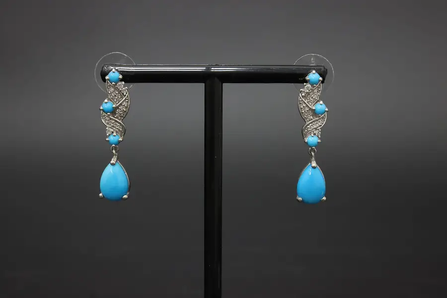 Photo of Sterling Silver Sleeping Beauty Turquoise Drop Earrings