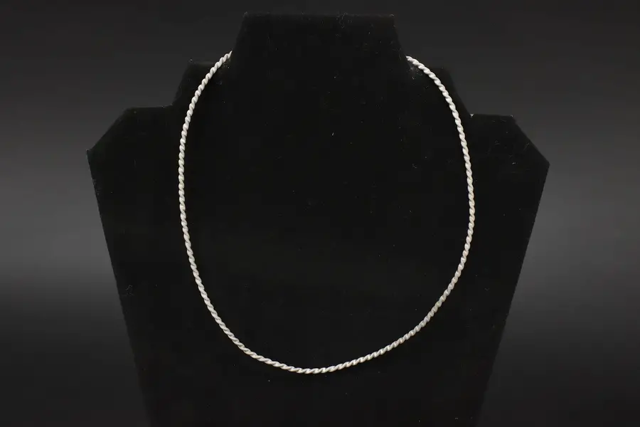 Photo of Sterling Silver Textured Wave Snake Chain Necklace