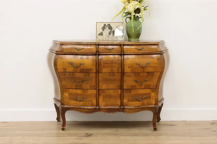 Photo of Bombe Italian Vintage Olive Chest Dresser or Hall Console