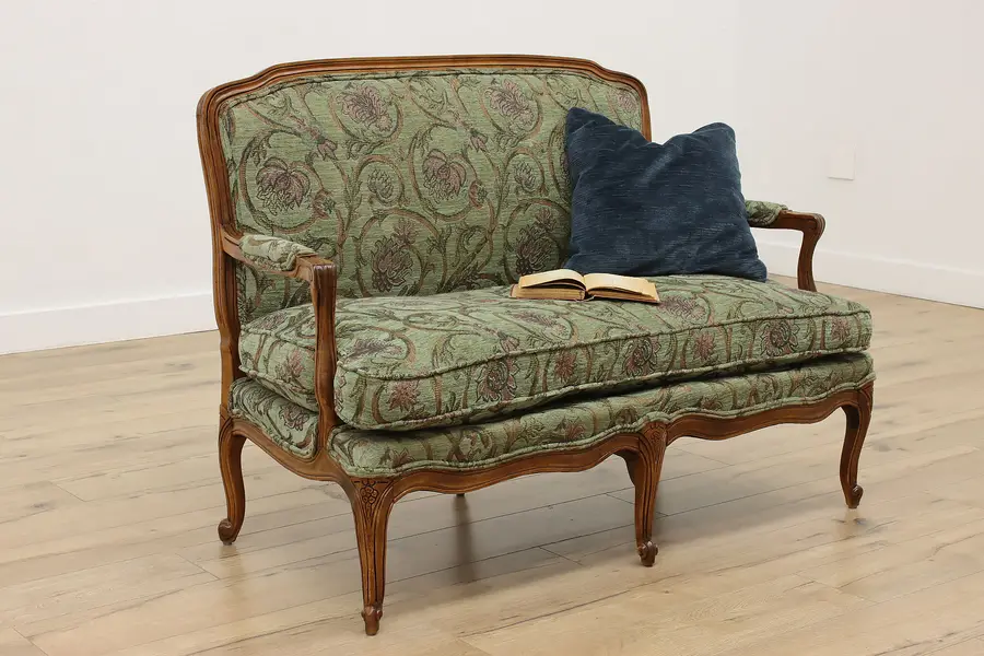 Photo of Country French Vintage Carved Birch Settee or Loveseat