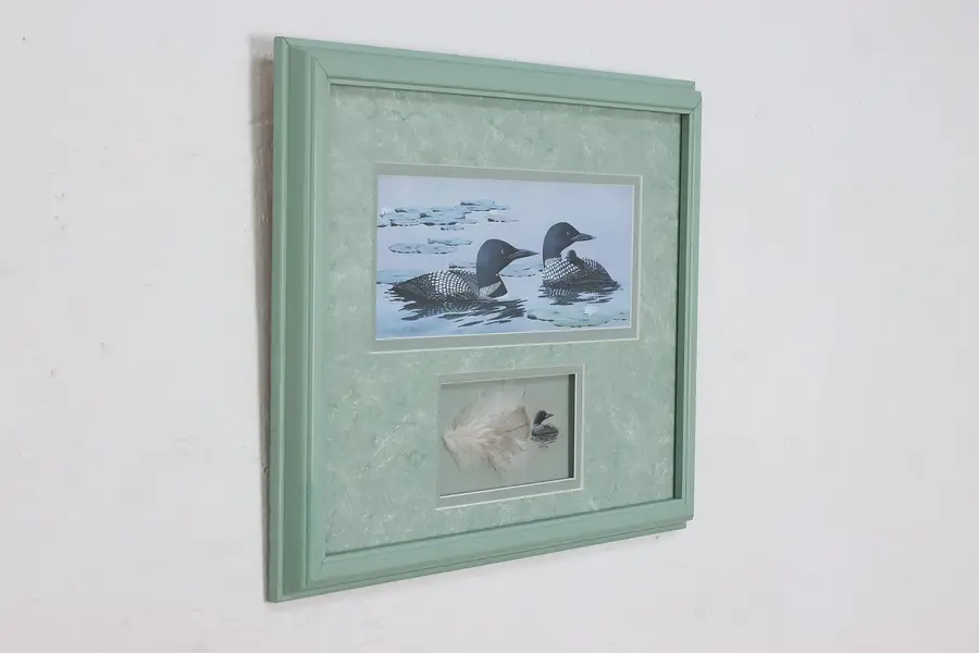 Photo of Family of Loons & Feather Painting Lynda Wood 16"