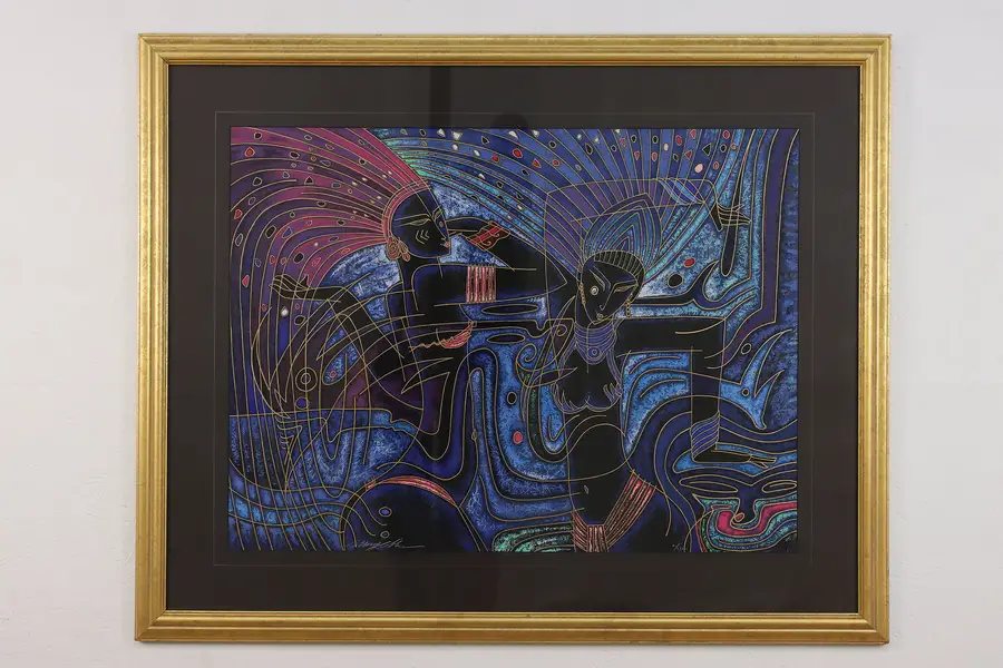 Photo of Samba Dancers Vintage Original Serigraph Print Shue 52.5"