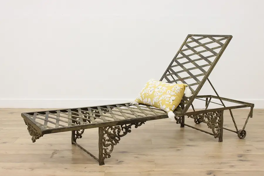 Photo of Patio Garden or Sunroom Verdigris Wrought Iron Chaise Lounge