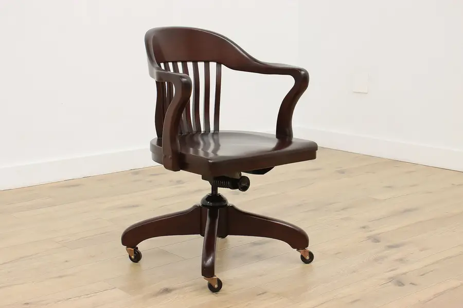 Photo of Traditional Vintage Walnut Library Desk Adjustable Chair