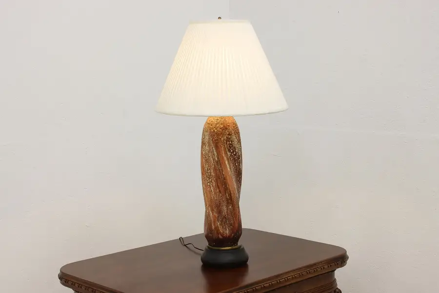 Photo of Freeform Vintage Hand Glazed Ceramic Tabletop Lamp