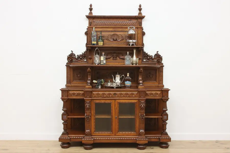 Photo of Renaissance Antique Carved Walnut Bar Sideboard, Server