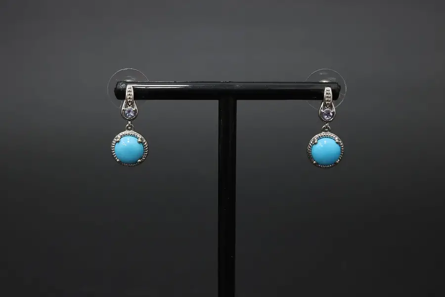 Photo of Sterling Silver Sleeping Beauty Turquoise Drop Earrings