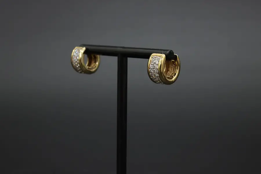 Photo of Sterling Silver CZ Pavé Hoop Earrings