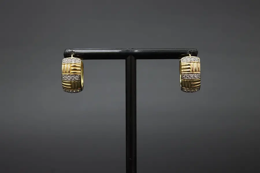 Photo of Gold-Clad Sterling Silver Ribbed Hoop Earrings