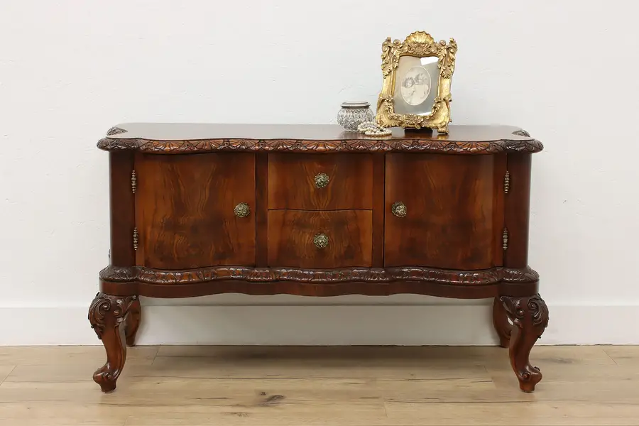 Photo of Italian Rococo Antique Carved Walnut Hall or TV Console