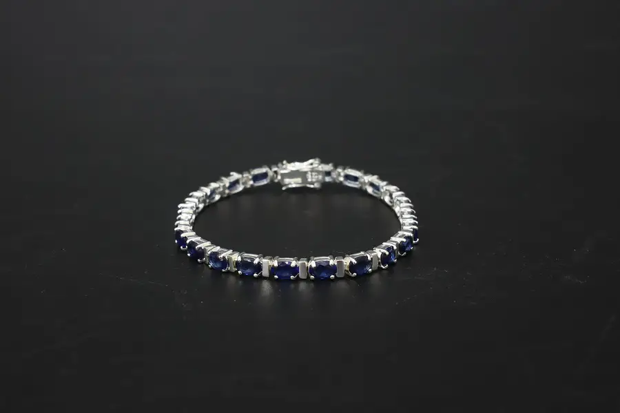 Photo of Sterling Silver Blue Cubic Zirconia Tennis Bracelet