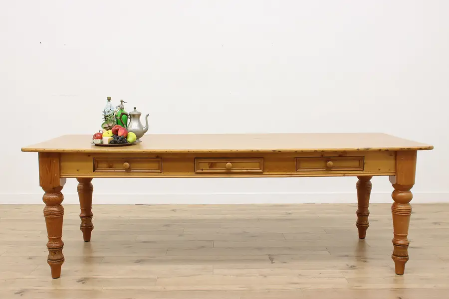 Photo of Farmhouse Vintage Pine Kitchen Island Harvest Dining Table