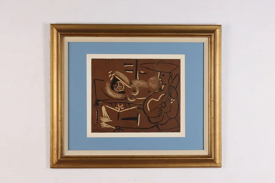 Photo of Femme Couchée et Guitariste Vintage Print Pablo Picasso 25"