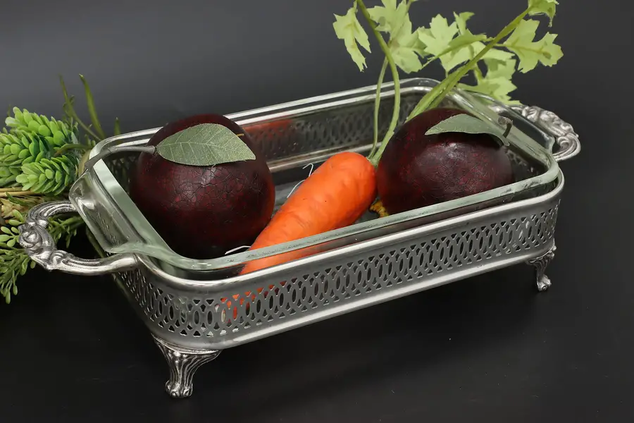 Photo of Traditional Vintage Silverplate & Glass Casserole Bread Dish