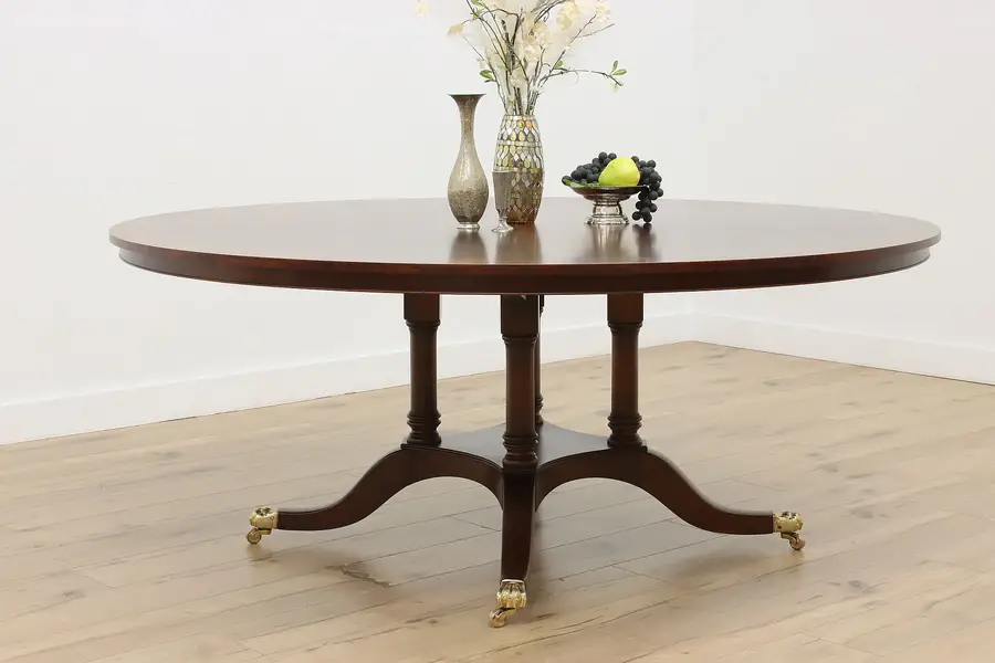 Photo of Georgian Vintage Mahogany 6' Round Dining Conference Table