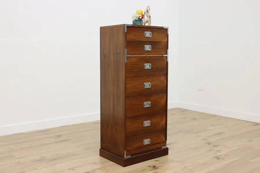 Photo of Campaign Vintage Rosewood Lingerie File Collector Cabinet