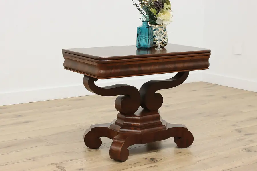 Photo of Empire Antique Mahogany Flip Top Game or Hall Console Table