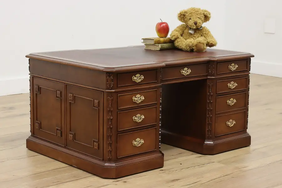Photo of Georgian Vintage Mahogany Mini Partner Desk Coffee Table