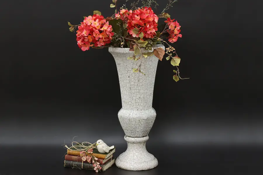 Photo of Crackle Glaze Vintage Urn Vase or Planter 22"