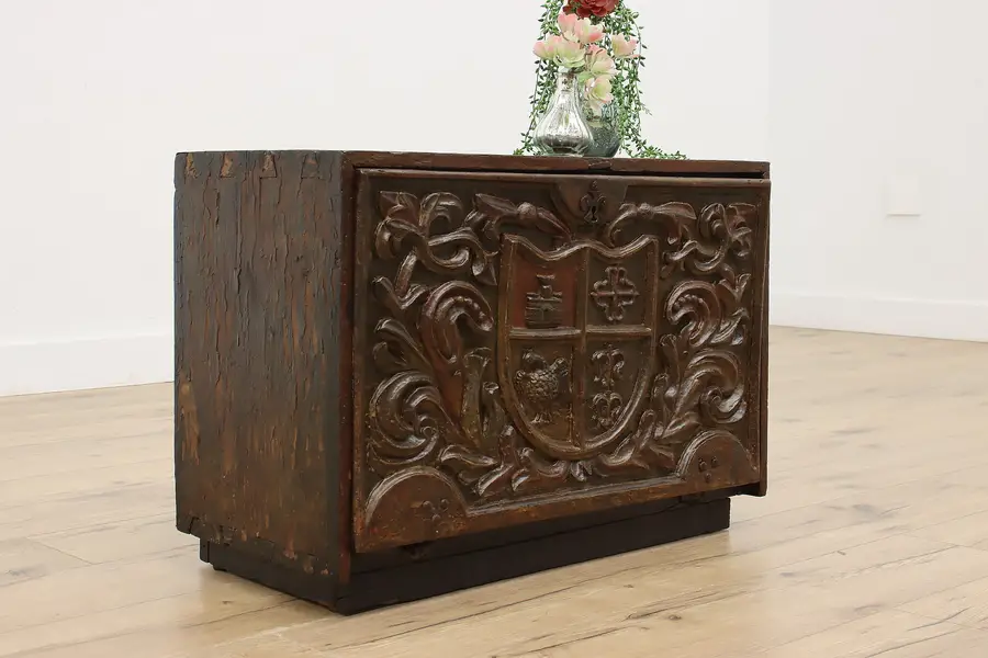 Photo of Spanish Colonial Antique Walnut Drop Front Chest or Desk