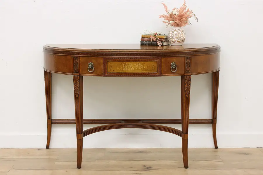 Photo of Classical Antique Mahogany Hall Demilune Console Irwin