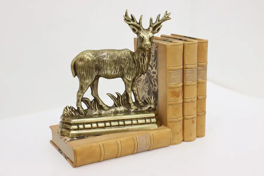 Photo of Farmhouse Antique Brass Buck Doorstop or Sculpture Signed