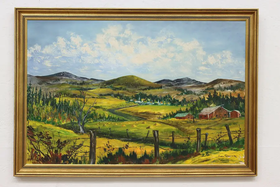 Photo of Country Farmland Vintage Original Oil Painting Stepka 39.5"