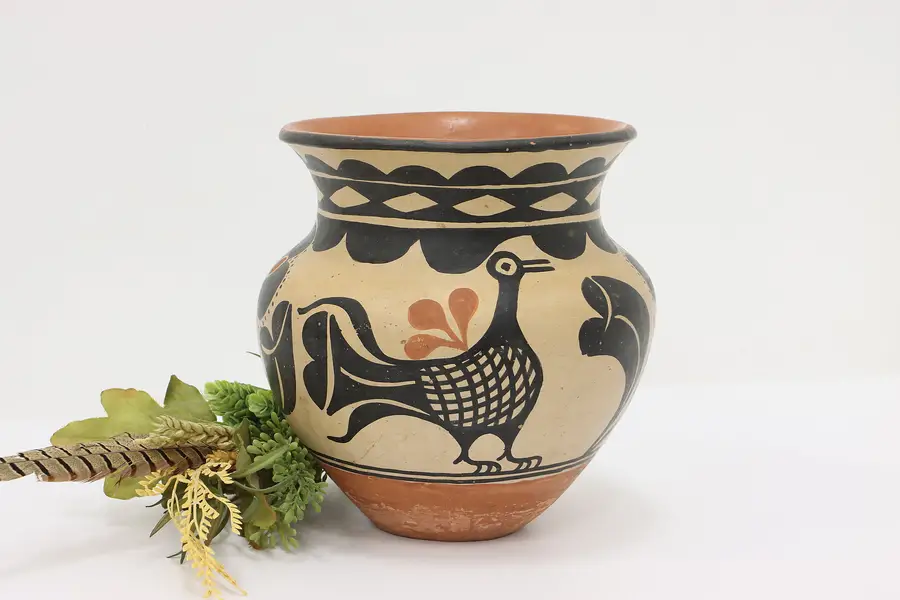 Photo of Indigenous Vintage Hand Painted Pottery Decorative Vase 9"