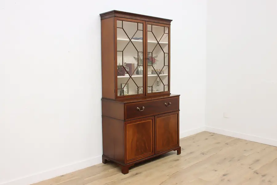 Photo of Georgian Design Antique Mahogany Office Secretary & Bookcase