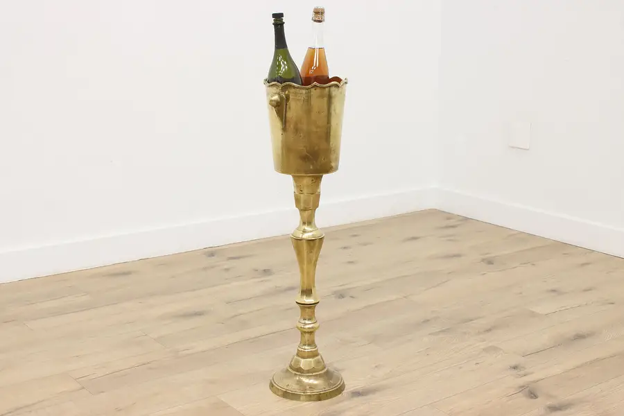 Photo of India Vintage Brass Champagne or Wine Bucket on Stand