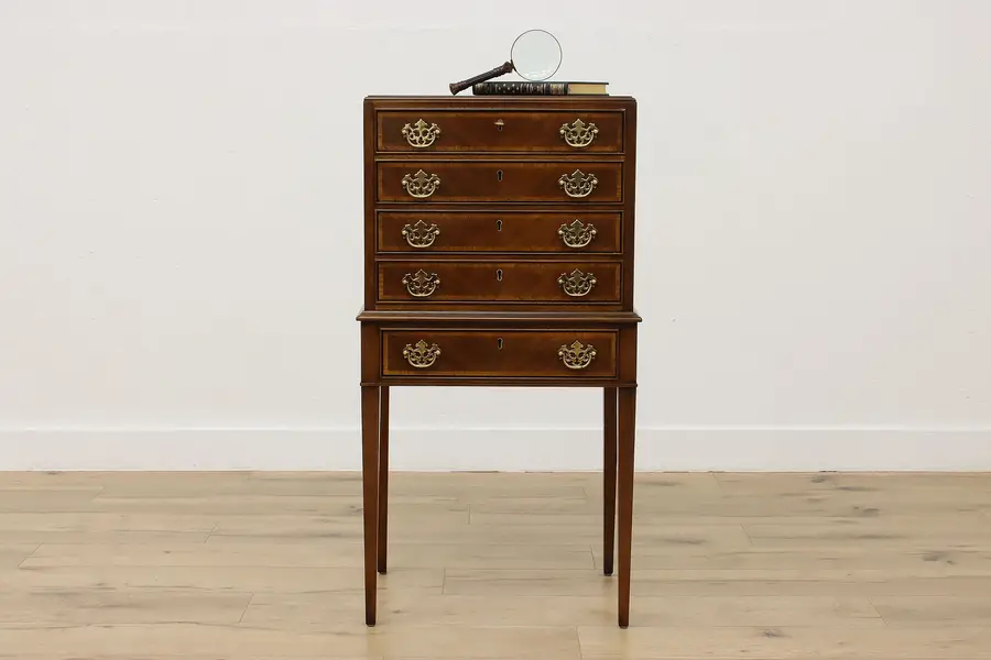 Photo of Georgian Vintage Mahogany Jewelry or Silver Chest, Drexel