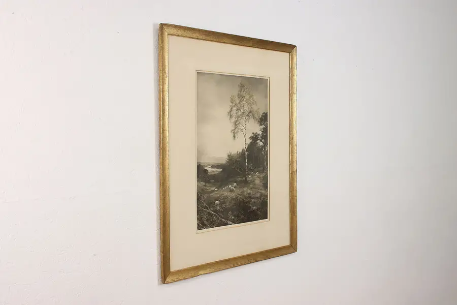 Photo of Roaming Sheep Antique Original Lithograph MacWhirter 37"