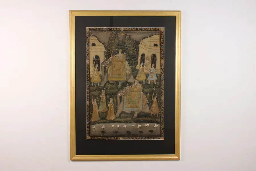 Photo of Pakistan Royal Procession Antique Original Silk Painting 55"