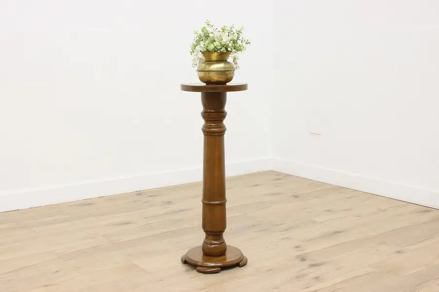 Photo of Farmhouse Antique Poplar Sculpture Pedestal or Plant Stand