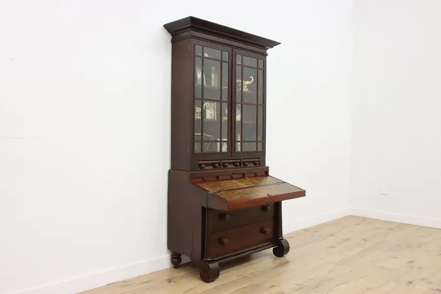 Photo of Empire Antique Mahogany Office Library Secretary & Bookcase