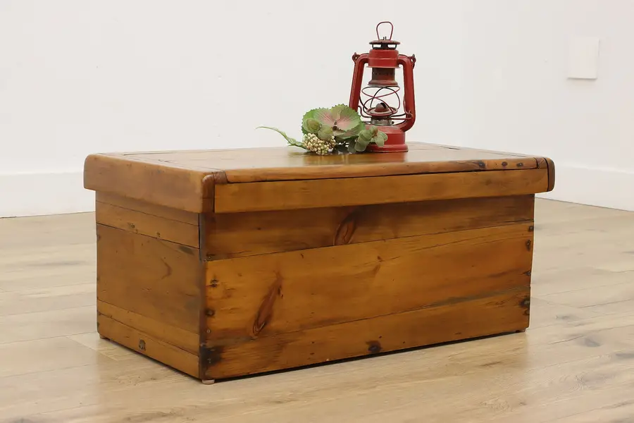 Photo of Farmhouse Antique Pine Board Game Keepsake or Storage Chest