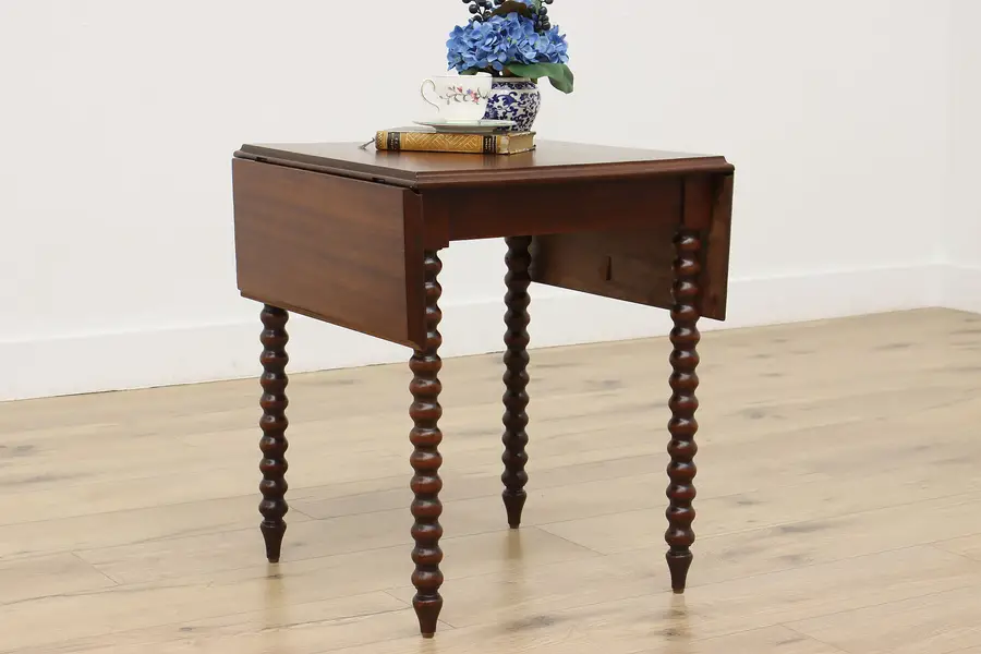 Photo of Sheraton Antique Carved Mahogany Side or End Table Nghtstand
