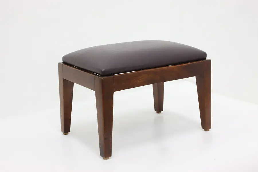 Photo of Traditional Vintage Mahogany & Purple Leather Footstool