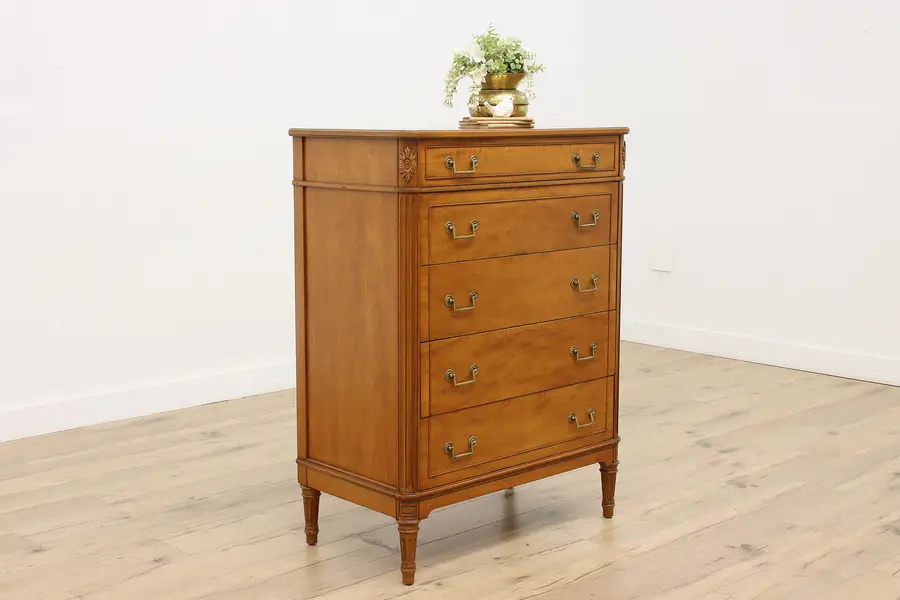Photo of French Design Antique Carved Cherry Dresser or Tall Chest