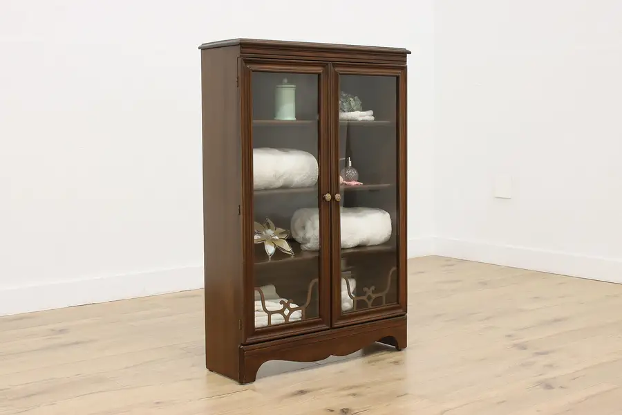 Photo of Art Deco Vintage Birch Bookcase, Display or Bar Cabinet