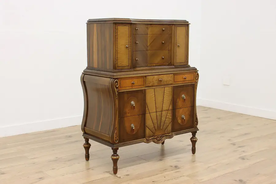 Photo of French Design Antique Walnut Highboy or Tall Chest, Joerns
