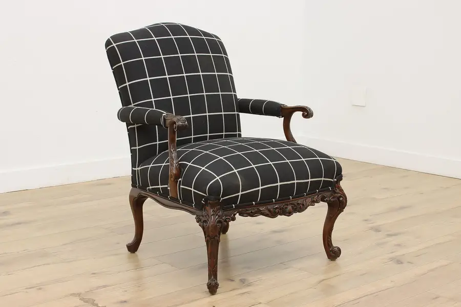 Photo of French Vintage Carved Mahogany Office or Library Chair