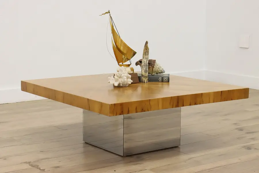 Photo of Midcentury Modern Vintage Elm & Chrome Coffee Table