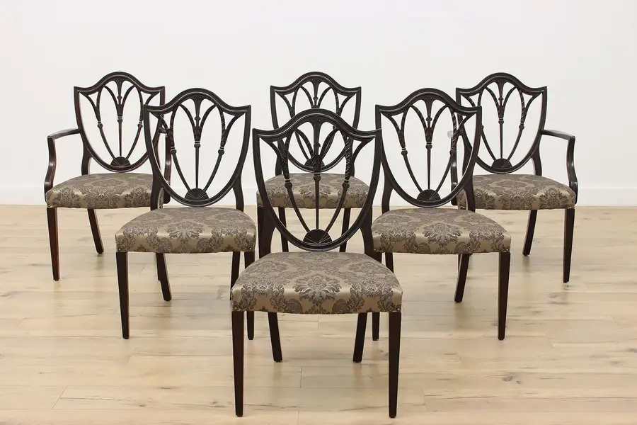 Photo of Set of 6 Georgian Design Antique Shield Back Dining Chairs